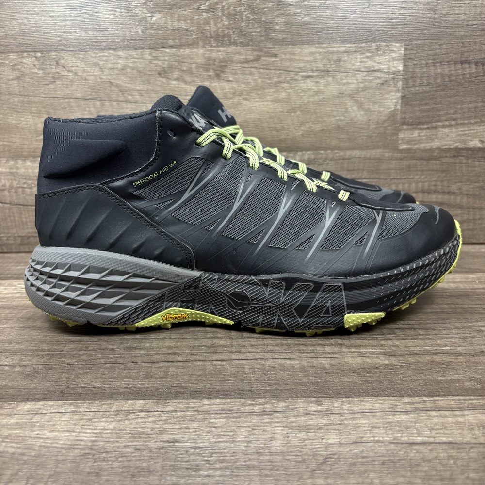 Hoka Speedgoat Mid WP Black Gray Mens US Size 11 1093760 BSLG Running Shoes